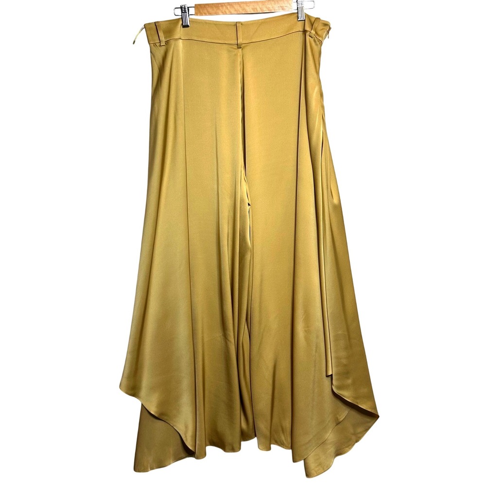 LILYSILK Silk Blend Culottes Sz 33 Gold asymmetrical Hem Wide Leg Palazzo Pants - Picture 3 of 14